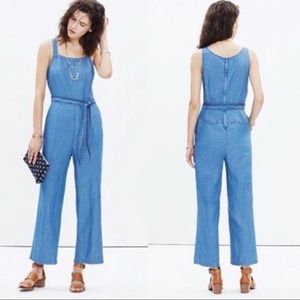MADEWELL MURALIST CROP CHAMBRAY JUMPSUIT